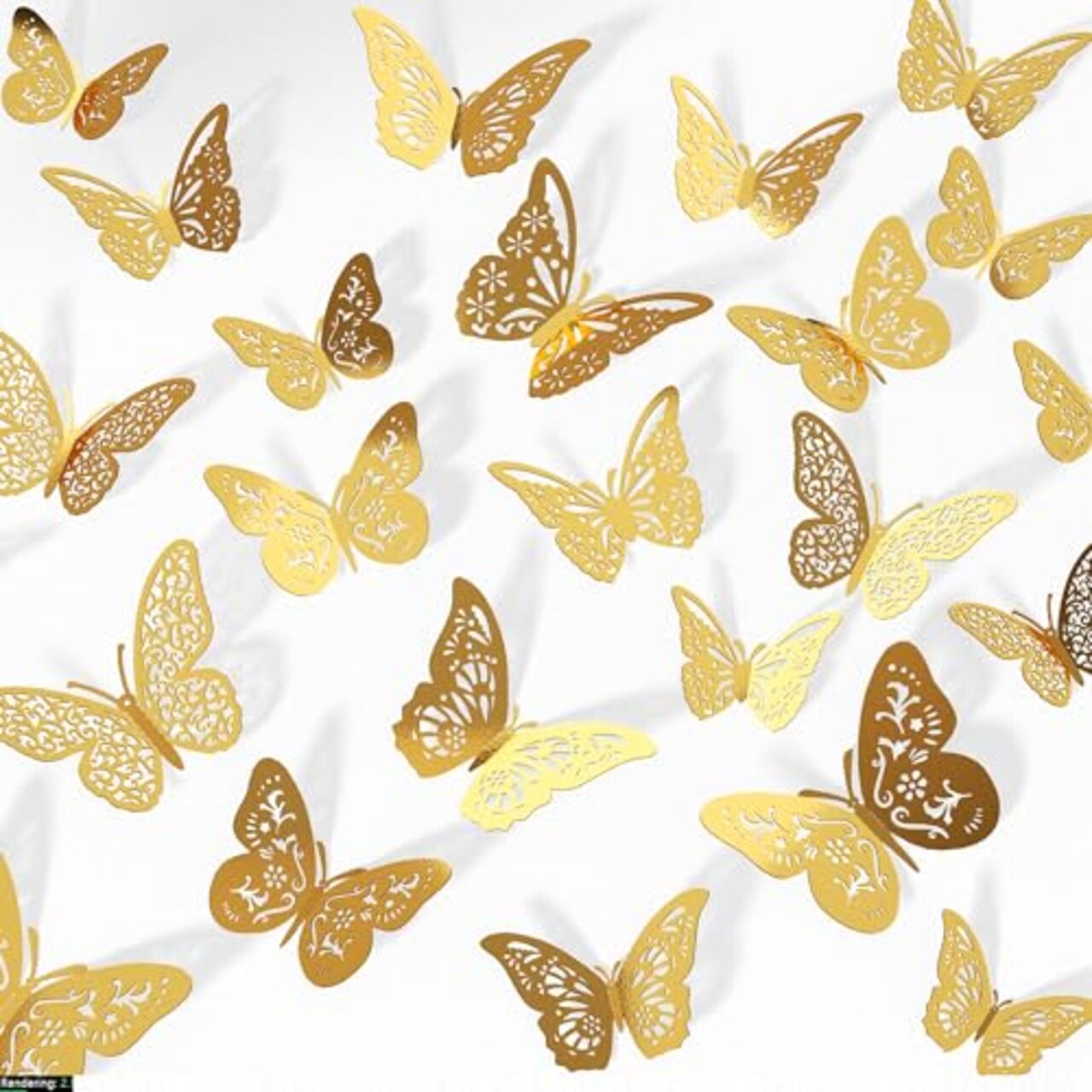 Crosize 48 Pcs Gold Butterfly Decorations, 4 Styles 3 Sizes, Butterfly Wall Decor, 3D Butterfly Party Decorations, Butterflies for Crafts, Bouquet, Cake Decorating, Flower Arrangements, Room Décor